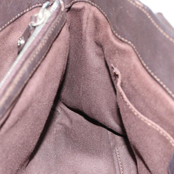 CELINE Boogie Bag Hand Bag Leather Dark Brown Auth 185959