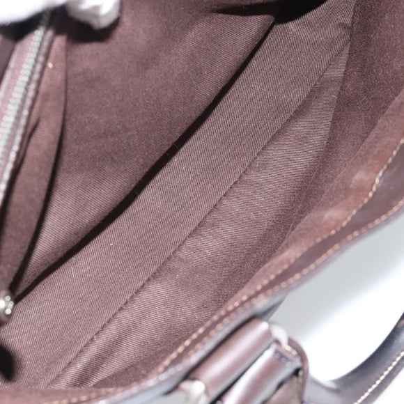 CELINE Boogie Bag Hand Bag Leather Dark Brown Auth 185959