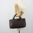 CELINE Boogie Bag Hand Bag Leather Dark Brown Auth 185959-24