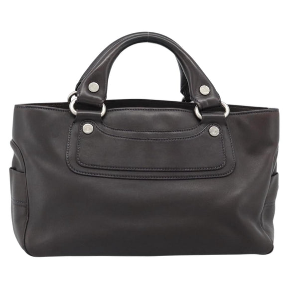 CELINE Boogie Bag Hand Bag Leather Dark Brown Auth 185959