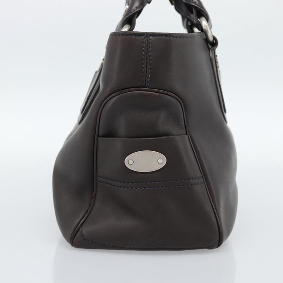 CELINE Boogie Bag Hand Bag Leather Dark Brown Auth 185959