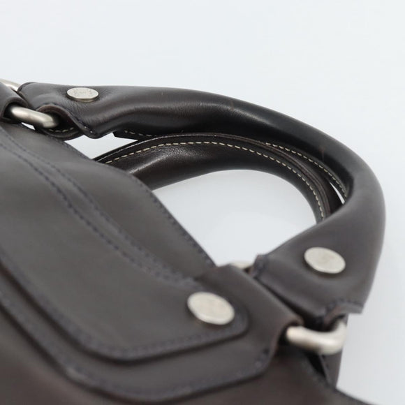 CELINE Boogie Bag Hand Bag Leather Dark Brown Auth 185959