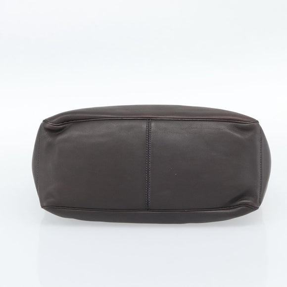 CELINE Boogie Bag Hand Bag Leather Dark Brown Auth 185959