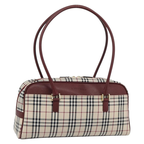 BURBERRY Nova Check Shoulder Bag Canvas Beige Gold Auth 185960SAV