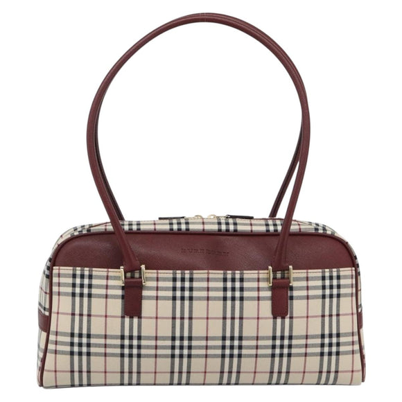 BURBERRY Nova Check Shoulder Bag Canvas Beige Gold Auth 185960SAV