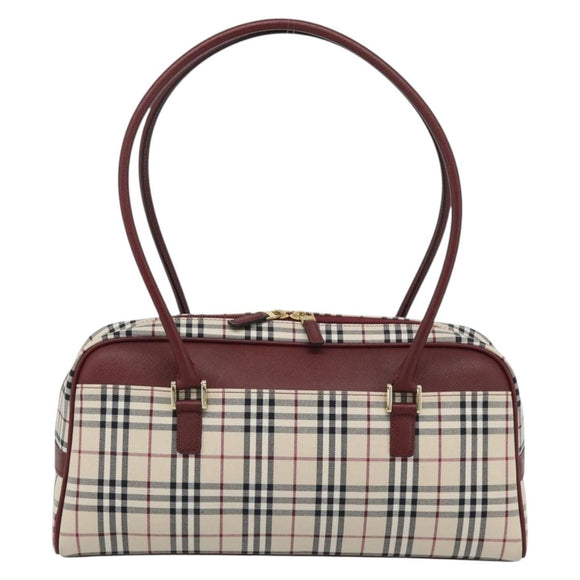 BURBERRY Nova Check Shoulder Bag Canvas Beige Gold Auth 185960SAV