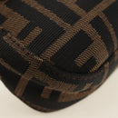 FENDI Zucca Canvas Mamma Baguette Shoulder Bag Black Brown Auth 185961SAM-14
