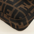FENDI Zucca Canvas Mamma Baguette Shoulder Bag Black Brown Auth 185961SAM-15