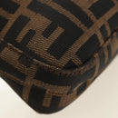 FENDI Zucca Canvas Mamma Baguette Shoulder Bag Black Brown Auth 185961SAM-16