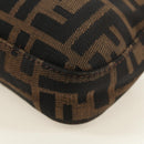 FENDI Zucca Canvas Mamma Baguette Shoulder Bag Black Brown Auth 185961SAM-17