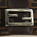 FENDI Zucca Canvas Mamma Baguette Shoulder Bag Black Brown Auth 185961SAM-18