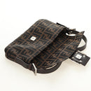 FENDI Zucca Canvas Mamma Baguette Shoulder Bag Black Brown Auth 185961SAM-19