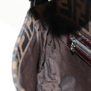 FENDI Zucca Canvas Mamma Baguette Shoulder Bag Black Brown Auth 185961SAM-24