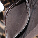FENDI Zucca Canvas Mamma Baguette Shoulder Bag Black Brown Auth 185961SAM-26