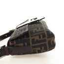 FENDI Zucca Canvas Mamma Baguette Shoulder Bag Black Brown Auth 185961SAM-3