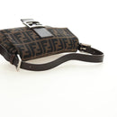 FENDI Zucca Canvas Mamma Baguette Shoulder Bag Black Brown Auth 185961SAM-7