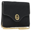 Christian Dior Trotter Canvas Chain Shoulder Bag Black Gold Auth 185963A-1