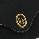 Christian Dior Trotter Canvas Chain Shoulder Bag Black Gold Auth 185963A-14