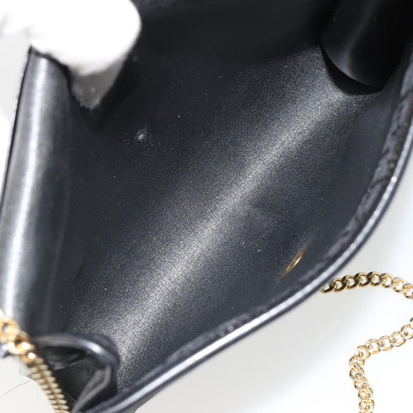 Christian Dior Trotter Canvas Chain Shoulder Bag Black Gold Auth 185963A