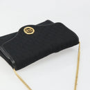 Christian Dior Trotter Canvas Chain Shoulder Bag Black Gold Auth 185963A-6