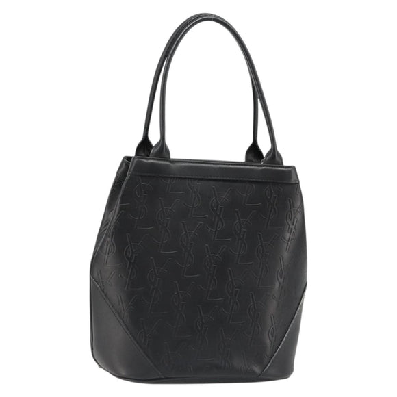 SAINT LAURENT Cassandra Hand Bag Leather Black Gold Auth 185965