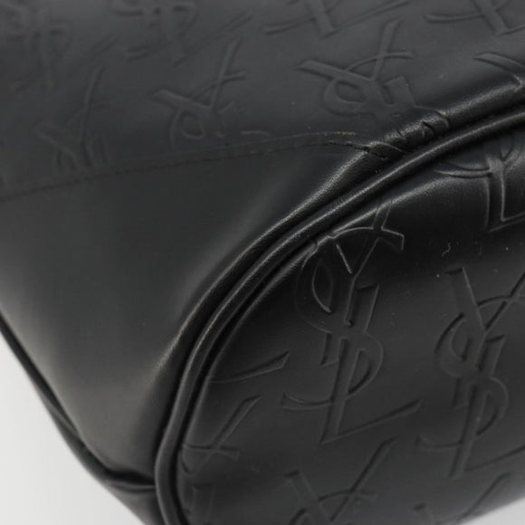SAINT LAURENT Cassandra Hand Bag Leather Black Gold Auth 185965