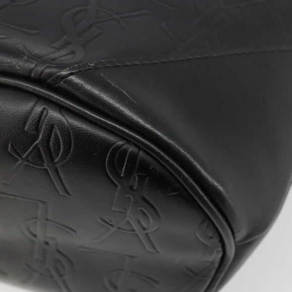 SAINT LAURENT Cassandra Hand Bag Leather Black Gold Auth 185965