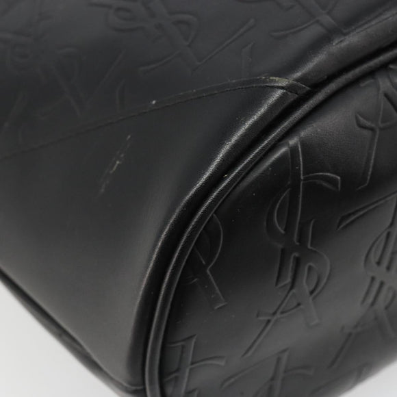 SAINT LAURENT Cassandra Hand Bag Leather Black Gold Auth 185965