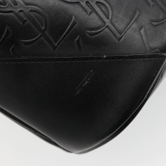 SAINT LAURENT Cassandra Hand Bag Leather Black Gold Auth 185965