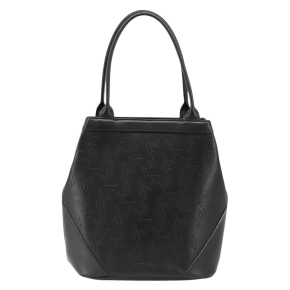 SAINT LAURENT Cassandra Hand Bag Leather Black Gold Auth 185965