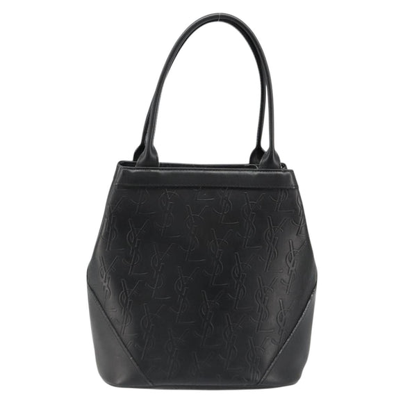 SAINT LAURENT Cassandra Hand Bag Leather Black Gold Auth 185965