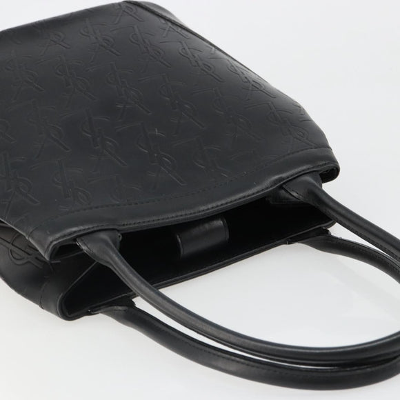 SAINT LAURENT Cassandra Hand Bag Leather Black Gold Auth 185965