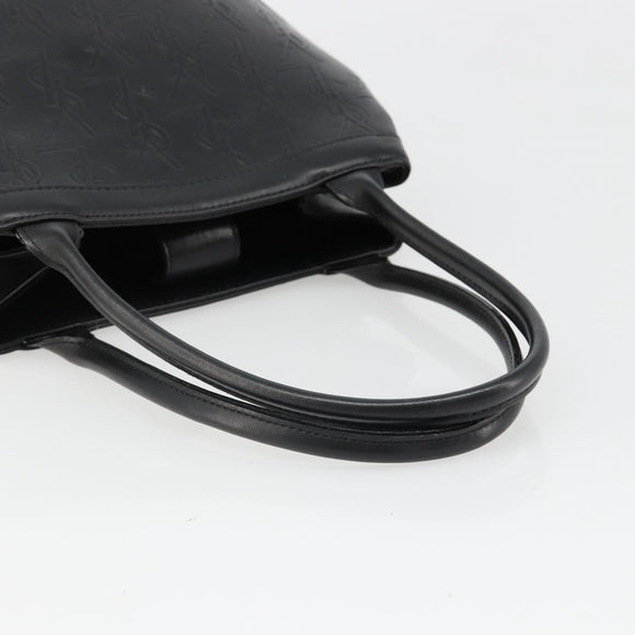SAINT LAURENT Cassandra Hand Bag Leather Black Gold Auth 185965