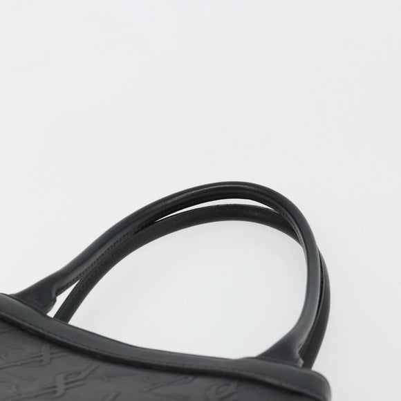SAINT LAURENT Cassandra Hand Bag Leather Black Gold Auth 185965