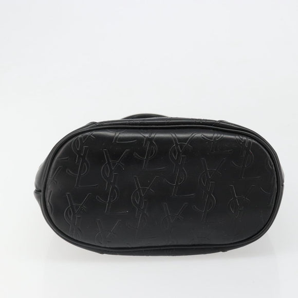 SAINT LAURENT Cassandra Hand Bag Leather Black Gold Auth 185965