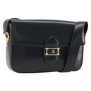 CELINE Shoulder Bag Leather Navy Gold Auth 185966A-1