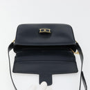 CELINE Shoulder Bag Leather Navy Gold Auth 185966A-18