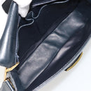 CELINE Shoulder Bag Leather Navy Gold Auth 185966A-11