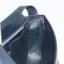 CELINE Shoulder Bag Leather Navy Gold Auth 185966A-20