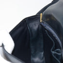 CELINE Shoulder Bag Leather Navy Gold Auth 185966A-21