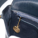 CELINE Shoulder Bag Leather Navy Gold Auth 185966A-22