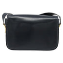 CELINE Shoulder Bag Leather Navy Gold Auth 185966A-2
