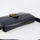 CELINE Shoulder Bag Leather Navy Gold Auth 185966A-6