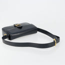 CELINE Shoulder Bag Leather Navy Gold Auth 185966A-7