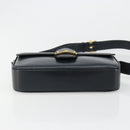 CELINE Shoulder Bag Leather Navy Gold Auth 185966A-5