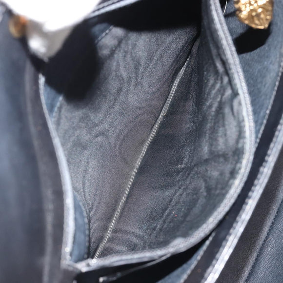 GUCCI Shoulder Bag Leather Black Gold Auth 185968