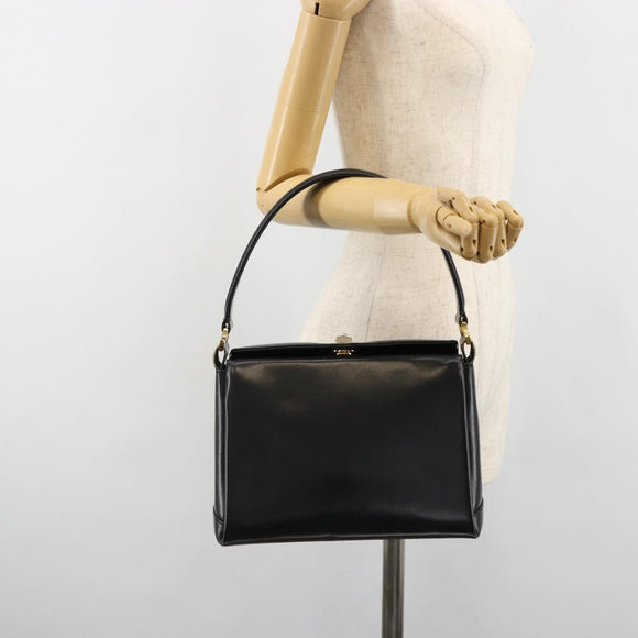 GUCCI Shoulder Bag Leather Black Gold Auth 185968
