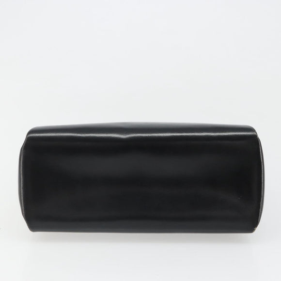 GUCCI Shoulder Bag Leather Black Gold Auth 185968