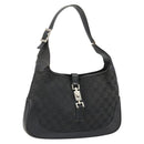 GUCCI GG Canvas Jackie Shoulder Bag Black Silver 001 3306 Auth 185970-1