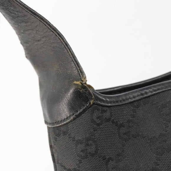 GUCCI GG Canvas Jackie Shoulder Bag Black Silver 001 3306 Auth 185970